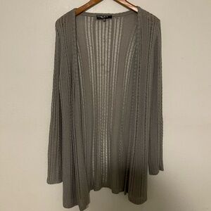 Open Weave Longline Cardigan - Gray